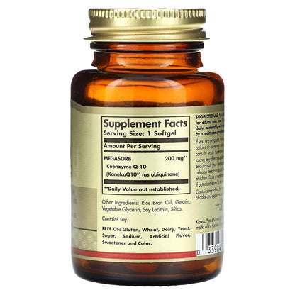 Solgar Megasorb CoQ-10 200 mg – 60 Softgels | Heart & Brain Support