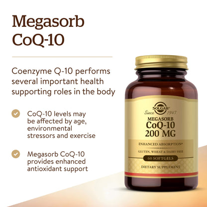 Solgar Megasorb CoQ-10 200 mg – 60 Softgels | Heart & Brain Support