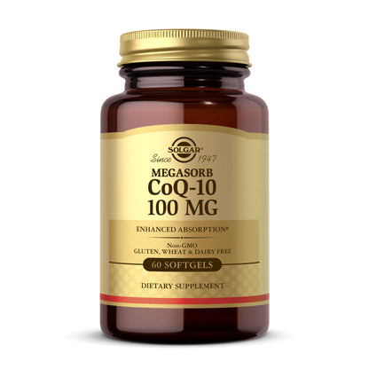 Solgar Megasorb CoQ-10 100 mg Softgels – Enhanced Absorption, Non-GMO, Gluten Free, Dairy Free