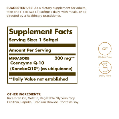 Solgar Megasorb CoQ-10 200 mg - 30 Softgels | Enhanced Absorption