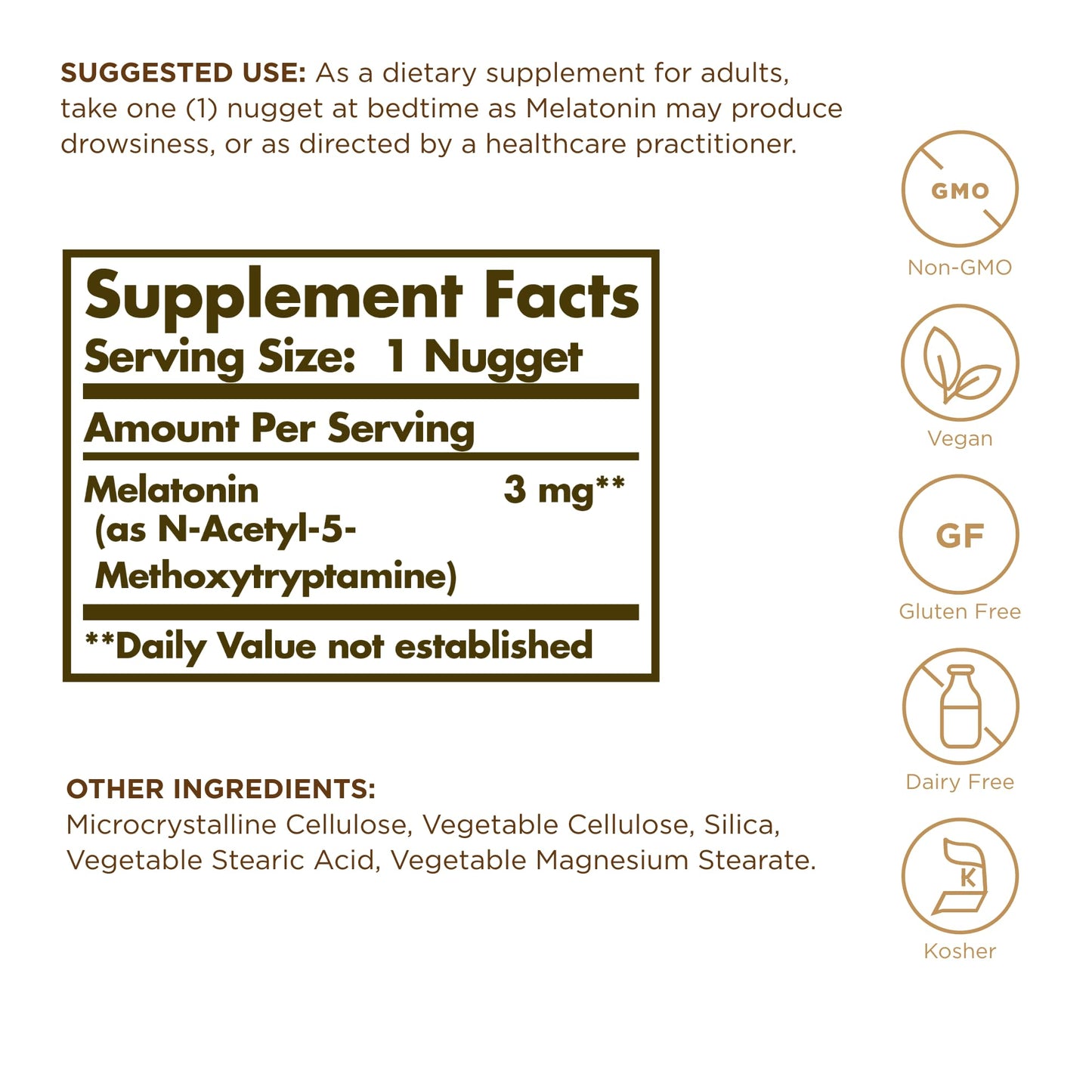 Solgar Melatonin 3 mg - 120 Nuggets | Sleep Support, Vegan & Non-GMO
