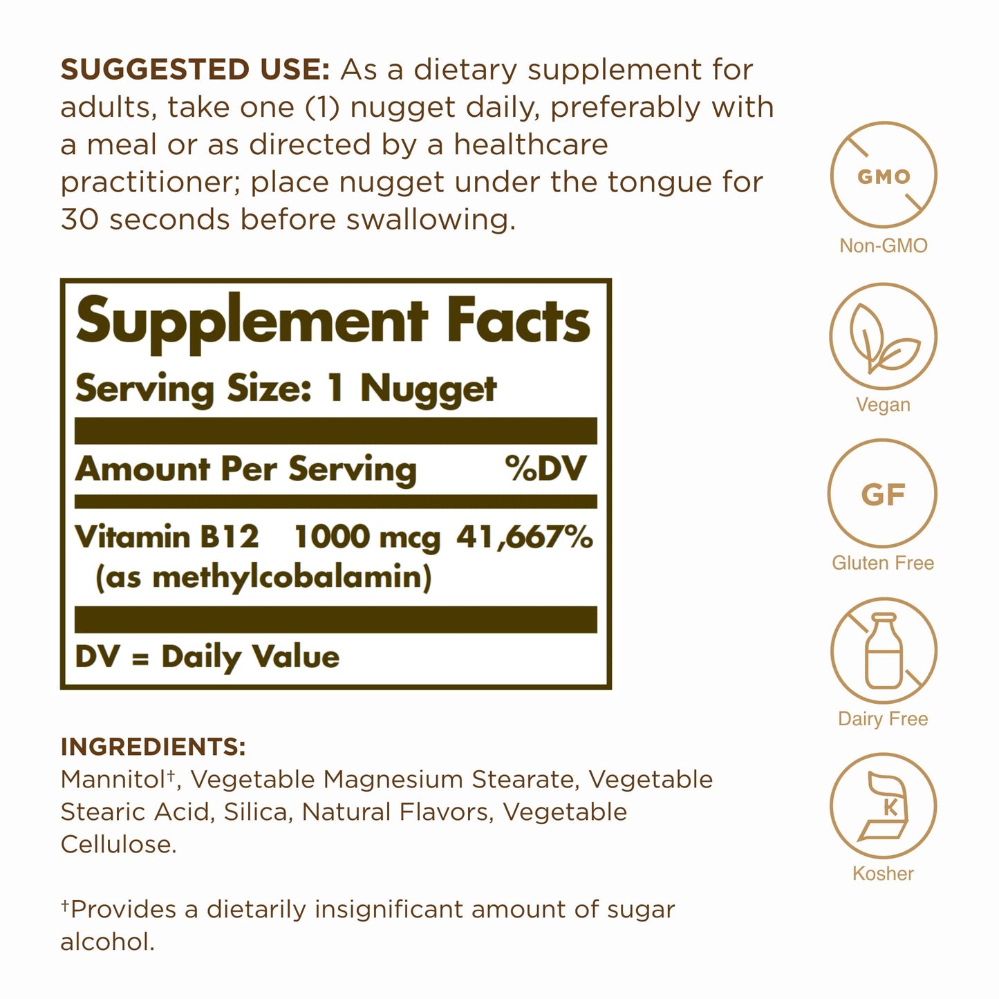 Solgar Methylcobalamin Vitamin B12 1000 mcg - 60 Nuggets Pack of 2 | Energy Metabolism | Vegan, Non-GMO