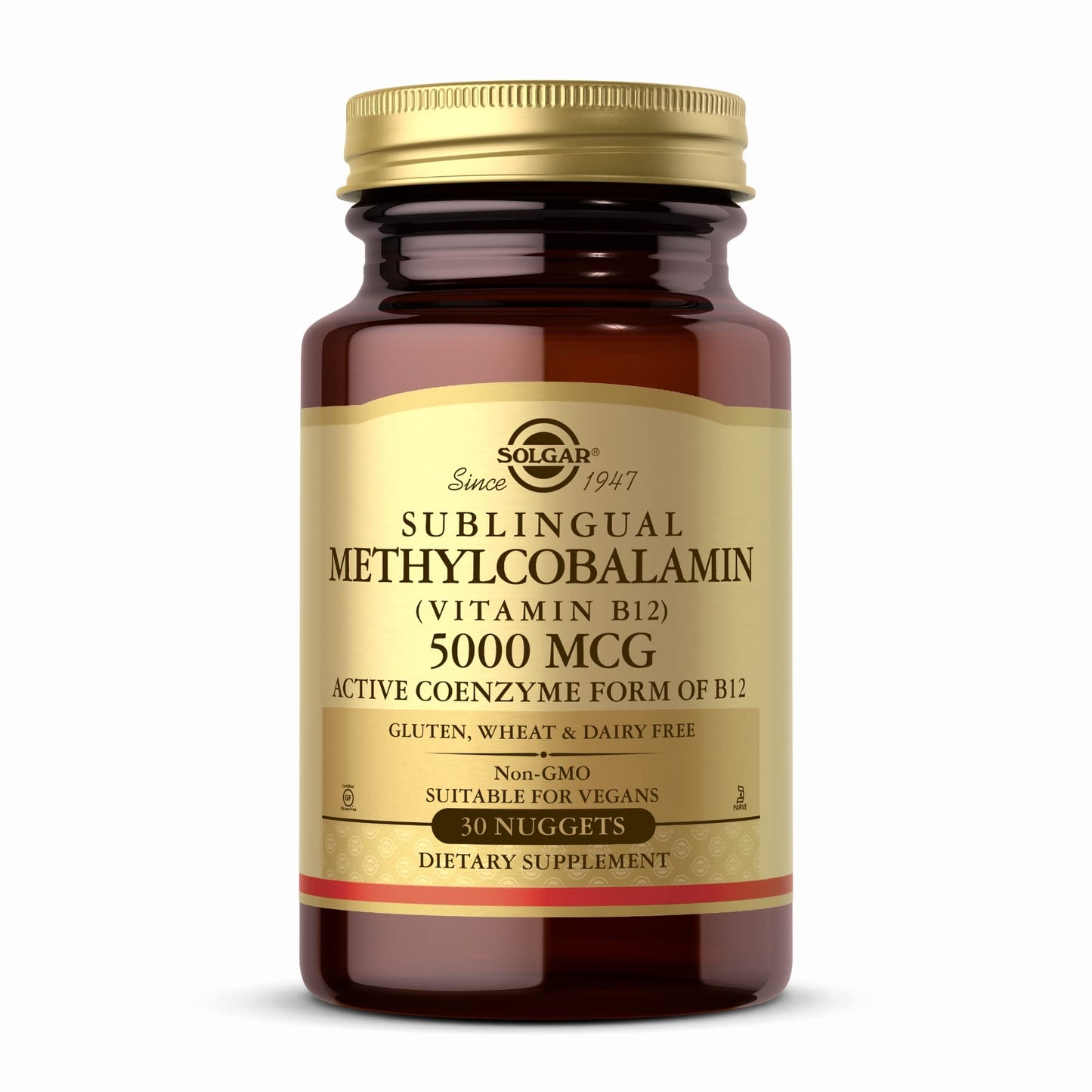 Solgar Methylcobalamin 5000 mcg - 30 Nuggets, Cherry Flavor | Vegan, Non-GMO