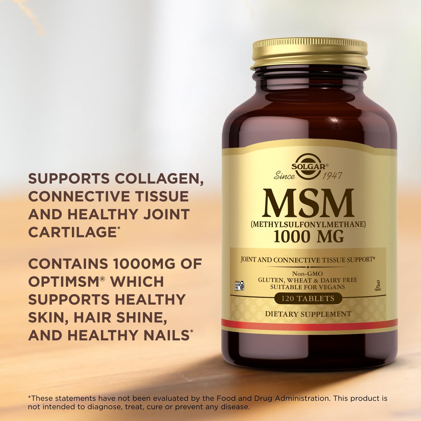 Solgar MSM 1000 mg – 240 Servings (2 x 120 Tablets) – Joint Support, Vegan, Non-GMO