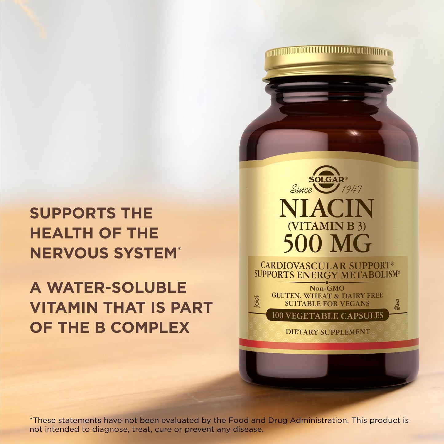 Solgar Niacin (Vitamin B3) 500 mg – 100 Vegetarian Capsules | Energy Metabolism