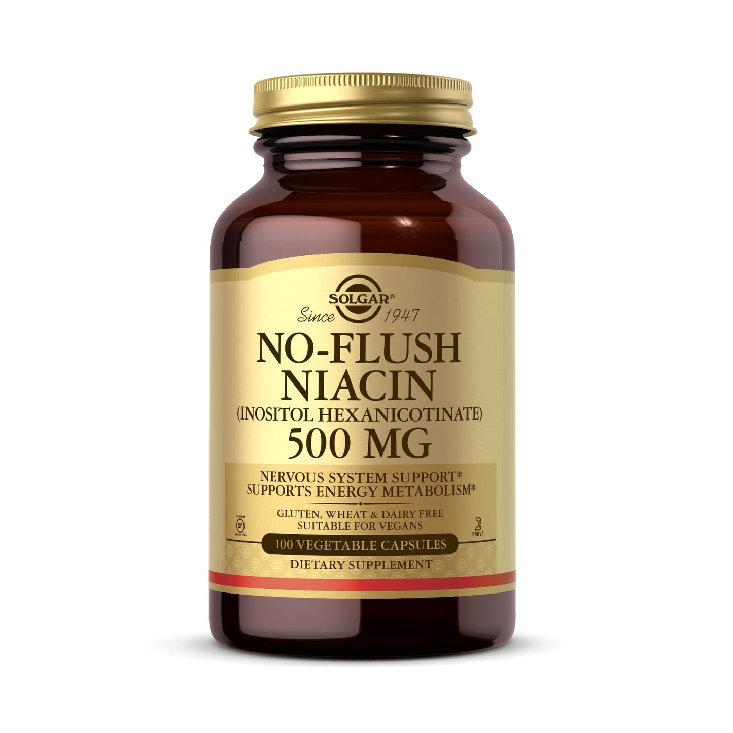 Solgar No-Flush Niacin 500 mg - 100 Veg Capsules | Energy Metabolism