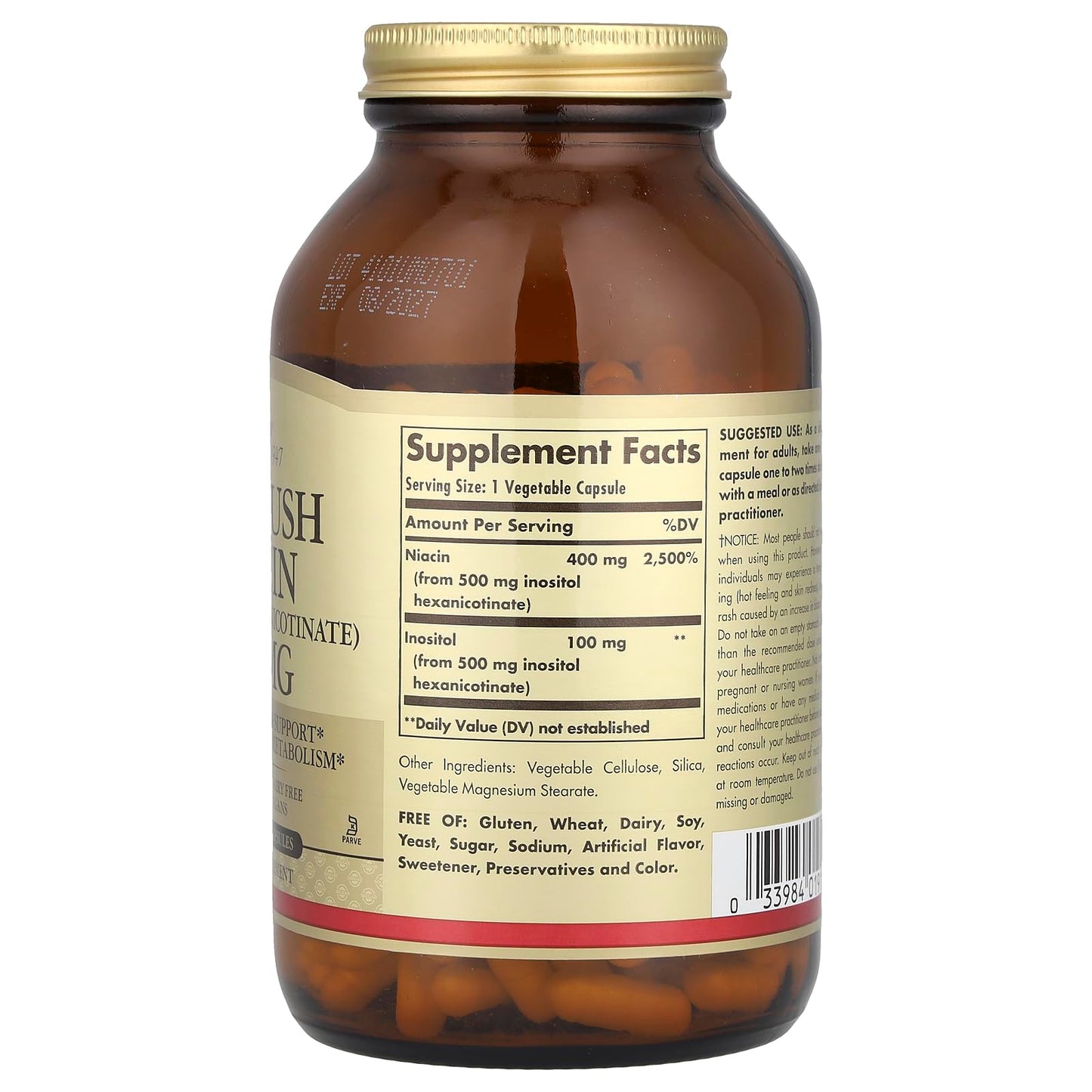 Solgar No-Flush Niacin 500 mg – 250 Veg Caps | Energy Metabolism