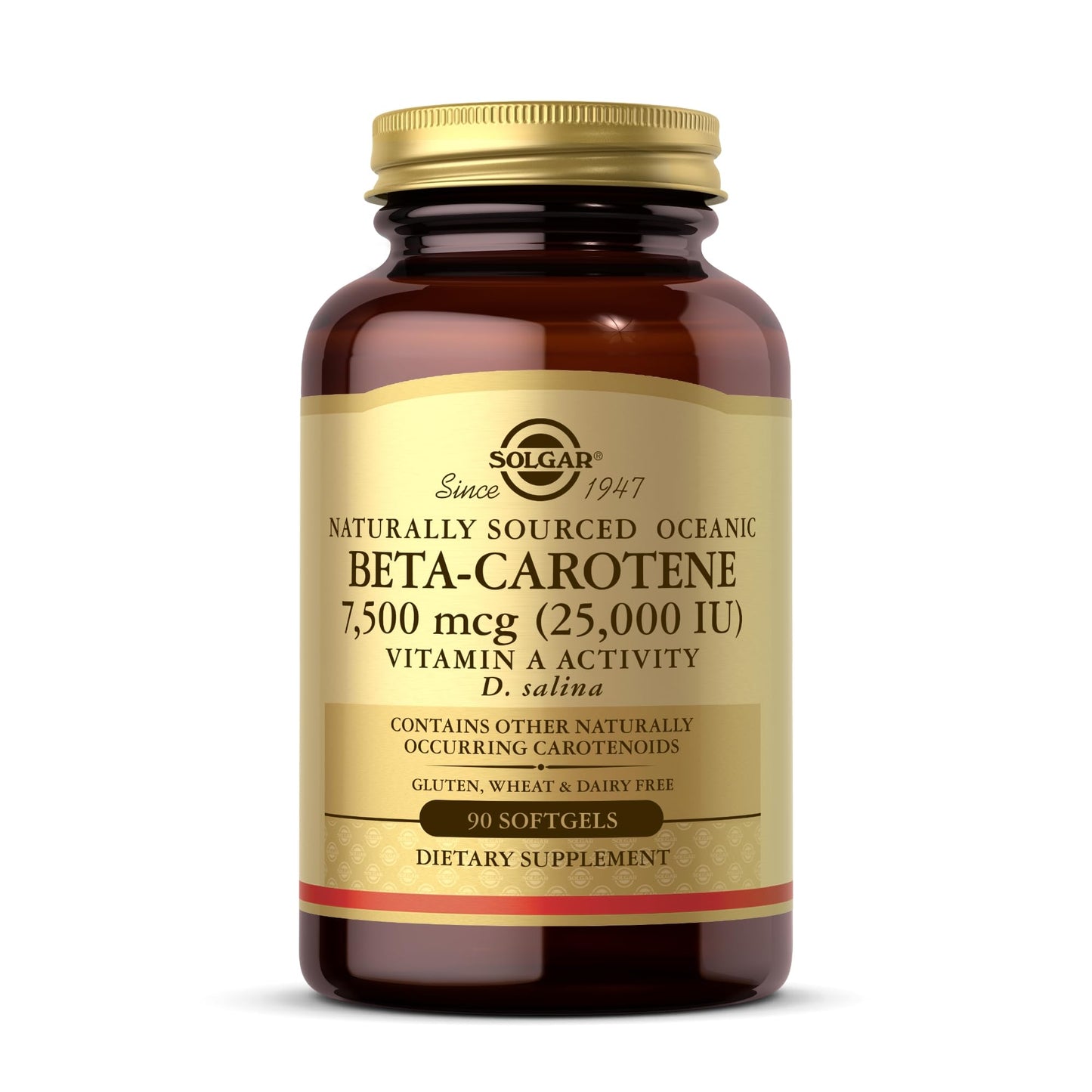Solgar Oceanic Beta-Carotene 25,000 IU - 90 Softgels | 100% Natural Pro-Vitamin A, Gluten Free & Dairy Free