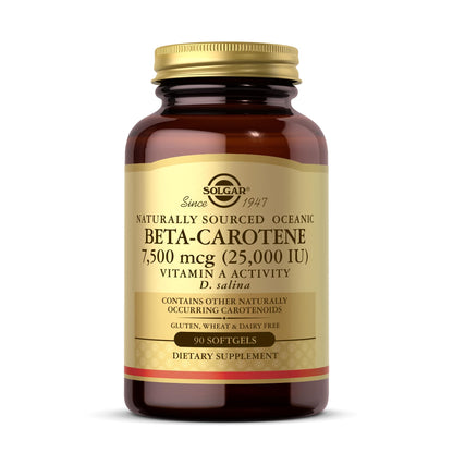 Solgar Oceanic Beta-Carotene 25,000 IU - 90 Softgels | 100% Natural Pro-Vitamin A, Gluten Free & Dairy Free