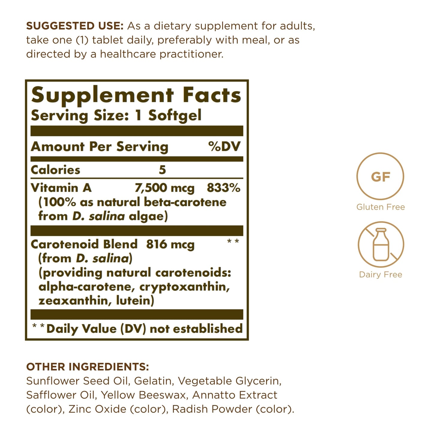 Solgar Oceanic Beta-Carotene 25,000 IU - 90 Softgels | 100% Natural Pro-Vitamin A, Gluten Free & Dairy Free