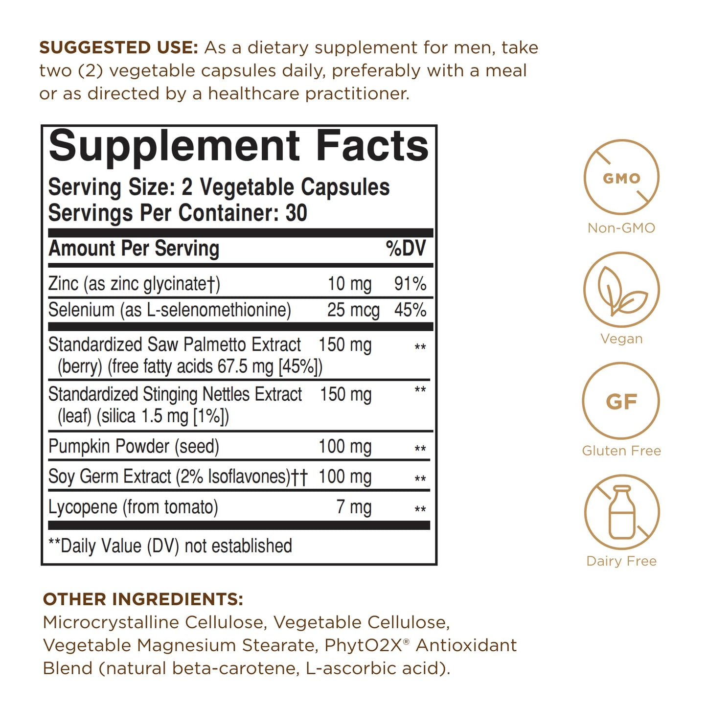 Solgar Prostate Support - 60 Veg Capsules | Non-GMO, Vegan, Gluten & Dairy Free