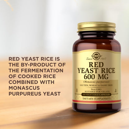 Solgar Red Yeast Rice 600 mg – 60 Veg Capsules – Non-GMO, Vegan, Gluten Free, Dairy Free, Kosher