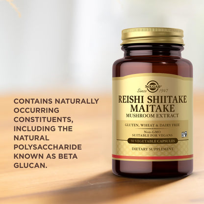 Solgar Reishi Shiitake Maitake - 50 Veg Caps | Mushroom Extract, Non-GMO, Vegan, Gluten Free