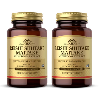 Solgar Reishi Shiitake Maitake - 50 Veg Caps | Mushroom Extract, Non-GMO, Vegan, Gluten Free