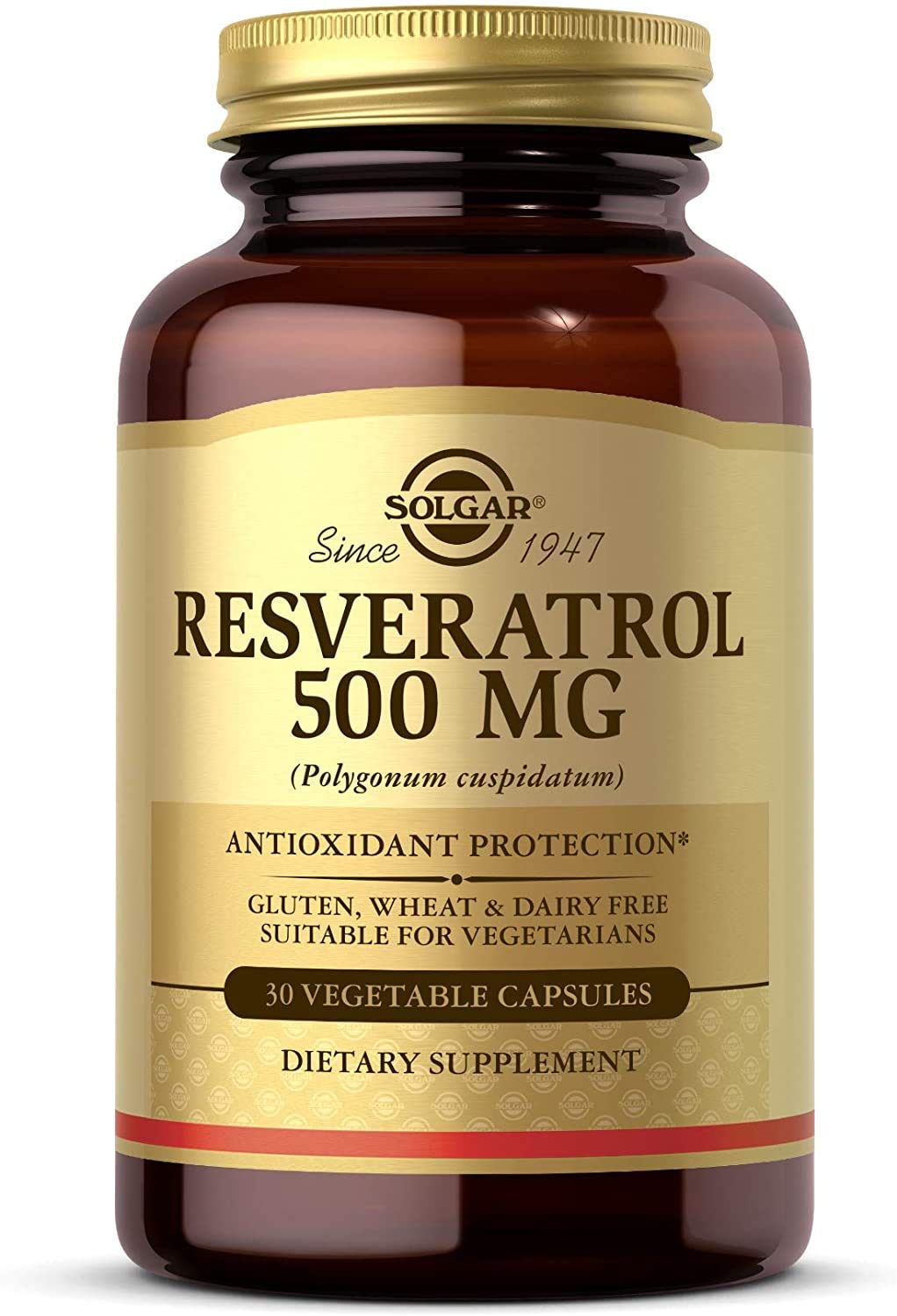 Solgar Resveratrol 500 mg – 30 Vegetable Capsules | Antioxidant Protection, Gluten Free