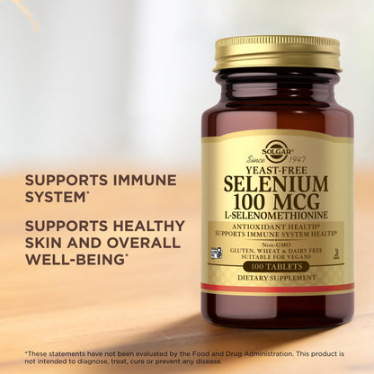 Solgar Yeast-Free Selenium 100 mcg - 100 Tablets | Antioxidant & Immune Support
