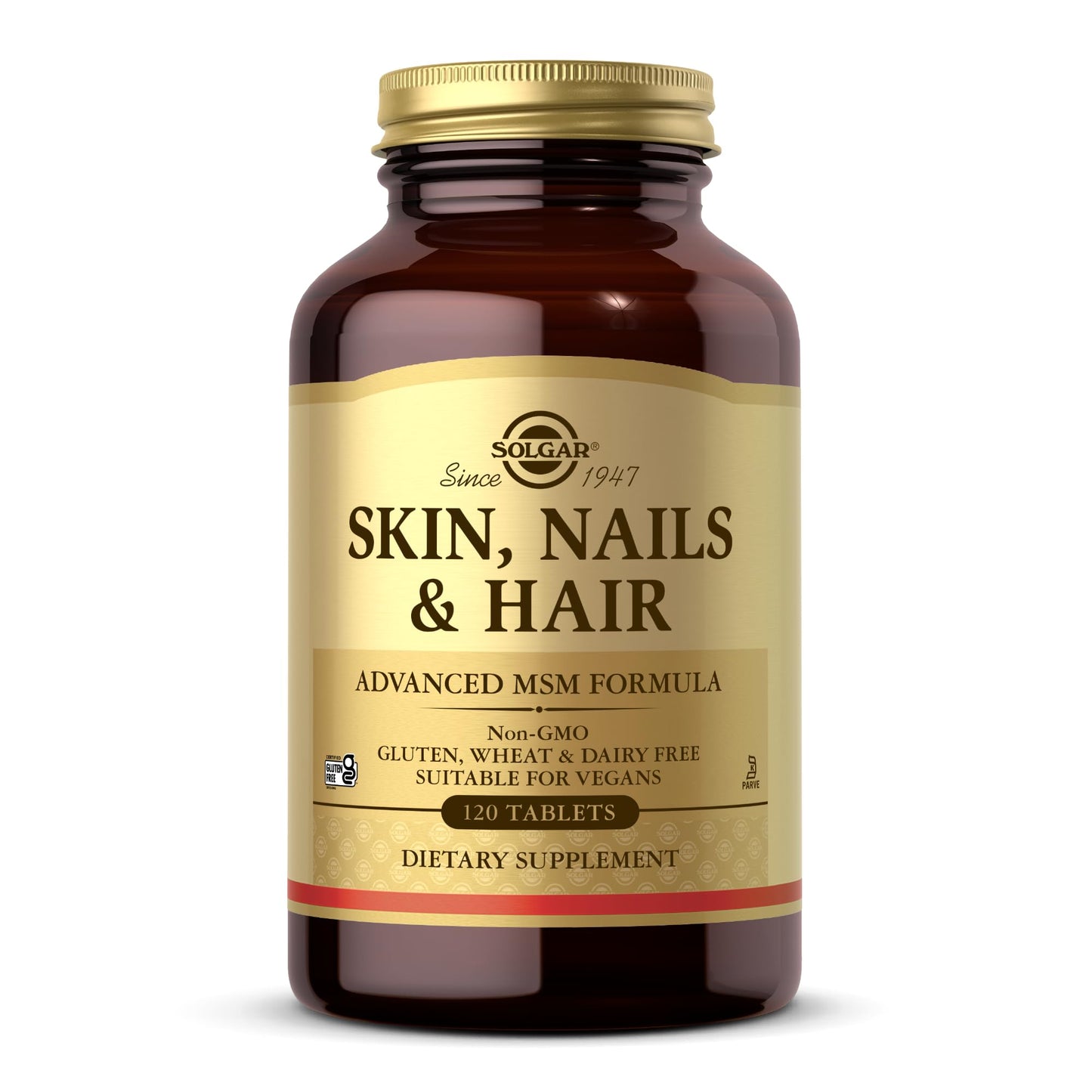 Solgar Skin, Nails & Hair - 120 Tablets - Advanced MSM Formula - Non GMO, Vegan, Gluten & Dairy Free - 60 Servings