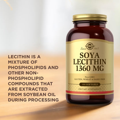 Solgar SOYA Lecithin 1360 mg - 100 Softgels | Gluten Free & Dairy Free
