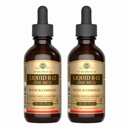 Solgar Sublingual B-12 with B-Complex – 2 fl oz (Pack of 2) | Vegan, Kosher, Gluten Free