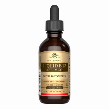 Solgar Sublingual Liquid B-12 with B-Complex - 2 fl oz | Energy, Immune & Nervous System Support | Vegan, Kosher & Gluten Free