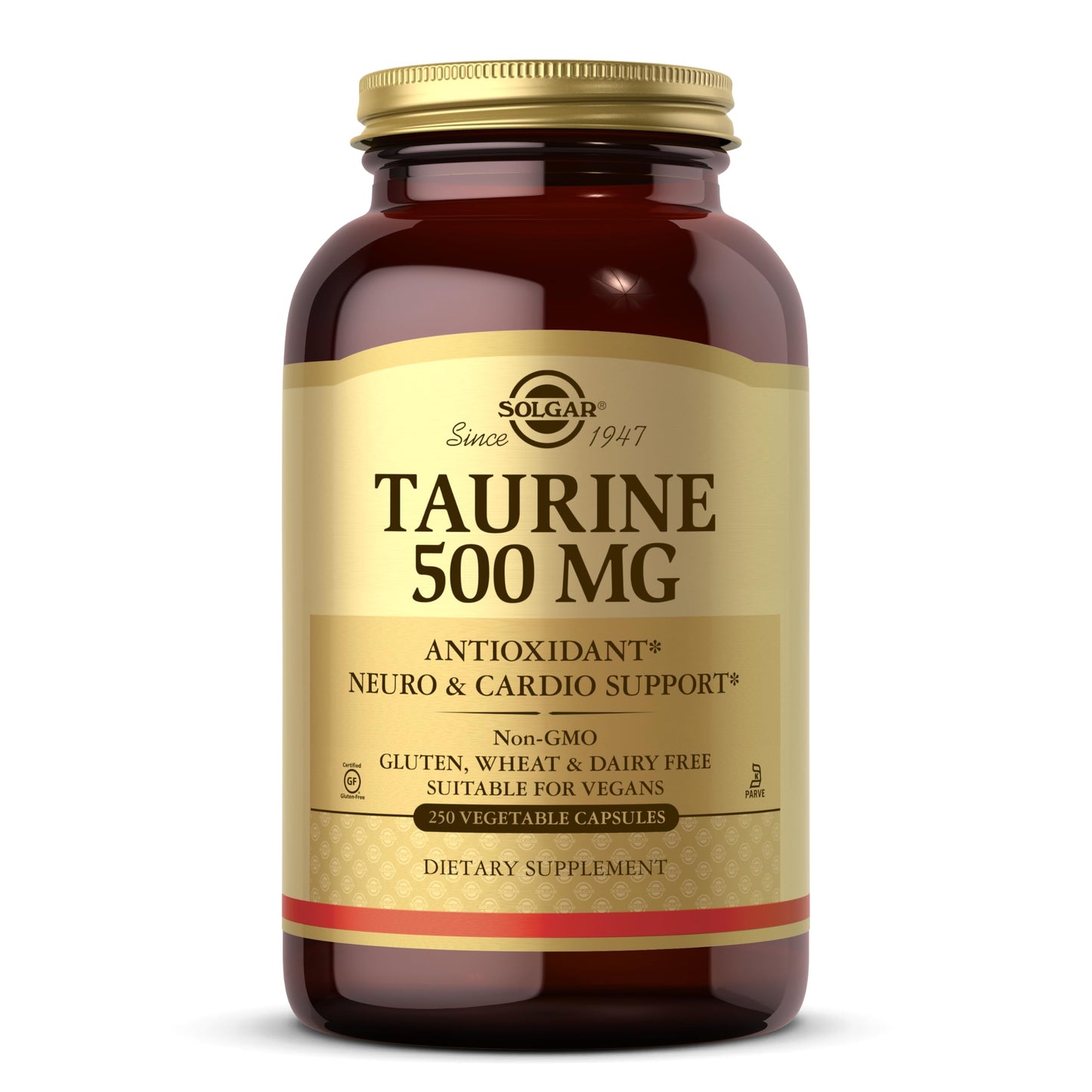 Solgar Taurine 500 mg – 250 Vegetarian Capsules | Antioxidant & Brain Health