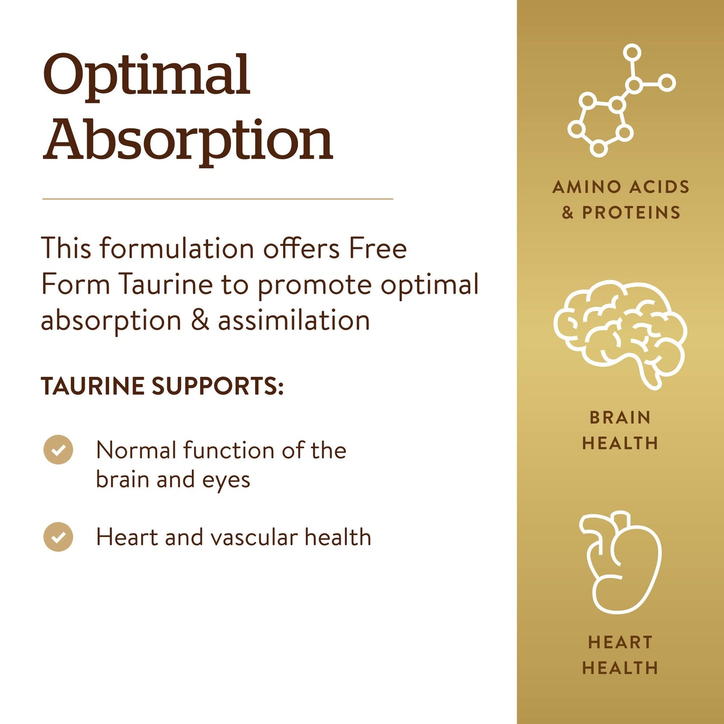 Solgar Taurine 500 mg – 250 Vegetarian Capsules | Antioxidant & Brain Health