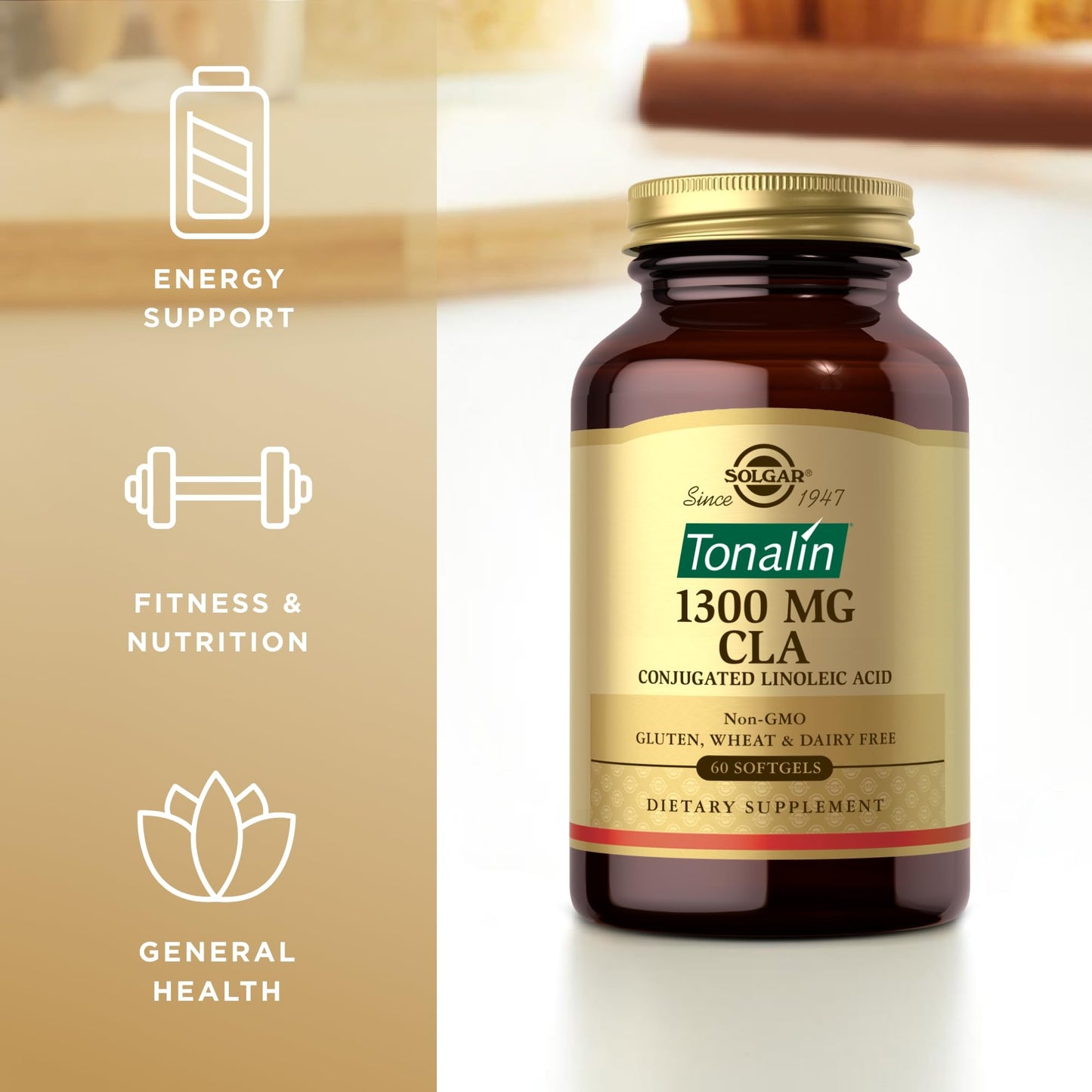 Solgar Tonalin CLA 1300 mg | 60 Softgels | Non-GMO, Gluten & Dairy Free | 60 Servings
