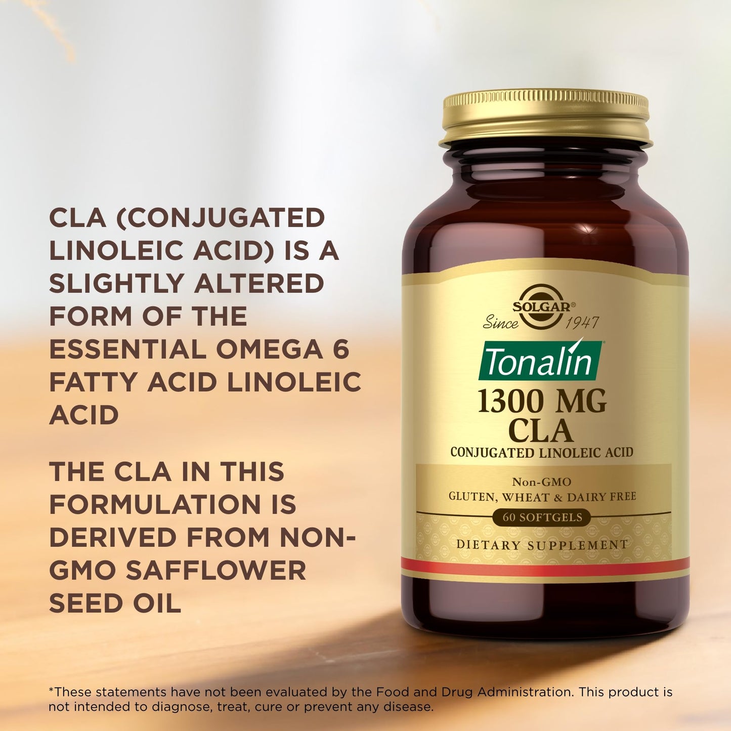 Solgar Tonalin CLA 1300 mg | 60 Softgels | Non-GMO, Gluten & Dairy Free | 60 Servings
