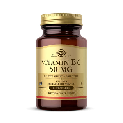 Solgar Vitamin B6 50 mg – 100 Tablets | Non-GMO, Vegan, Gluten Free