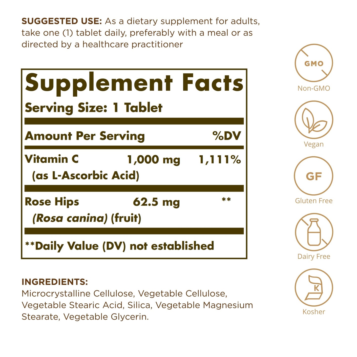 Solgar Vitamin C 1000 mg with Rose Hips – 200 Servings (Pack of 2) – Non-GMO, Vegan