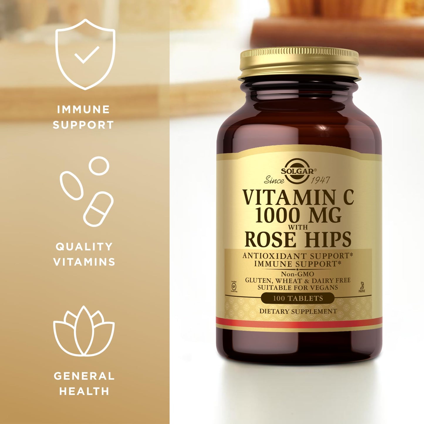 Solgar Vitamin C 1000 mg with Rose Hips – 200 Servings (Pack of 2) – Non-GMO, Vegan