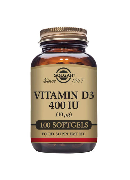 Solgar Vitamin D3 (Cholecalciferol) 10 mcg (400 IU) Softgels – 100 Servings | Supports Bones, Teeth & Immune Health