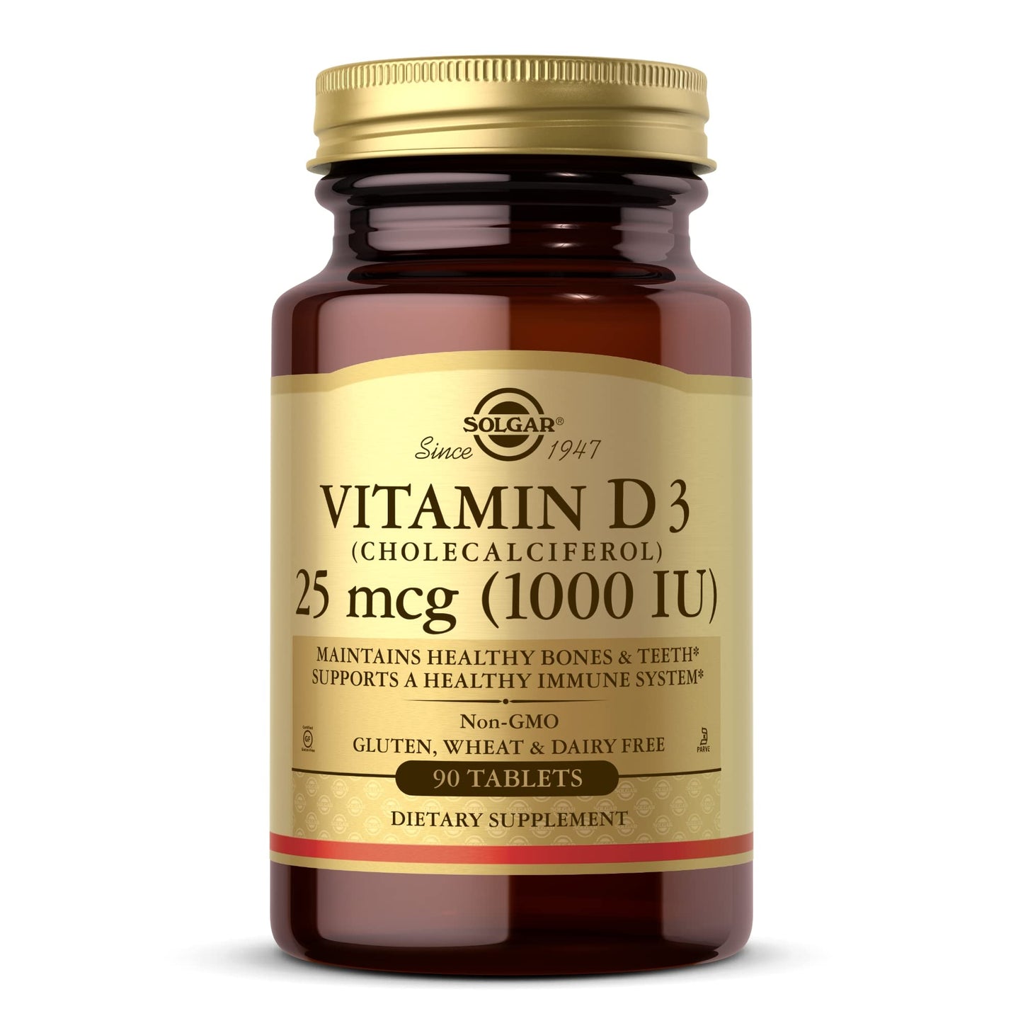 Solgar Vitamin D3 (Cholecalciferol) 25 mcg (1000 IU) – 90 Tablets | Supports Healthy Bones and Immune Health