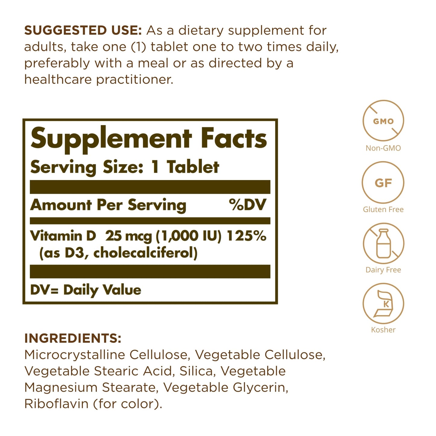 Solgar Vitamin D3 (Cholecalciferol) 25 mcg (1000 IU) – 90 Tablets | Supports Healthy Bones and Immune Health