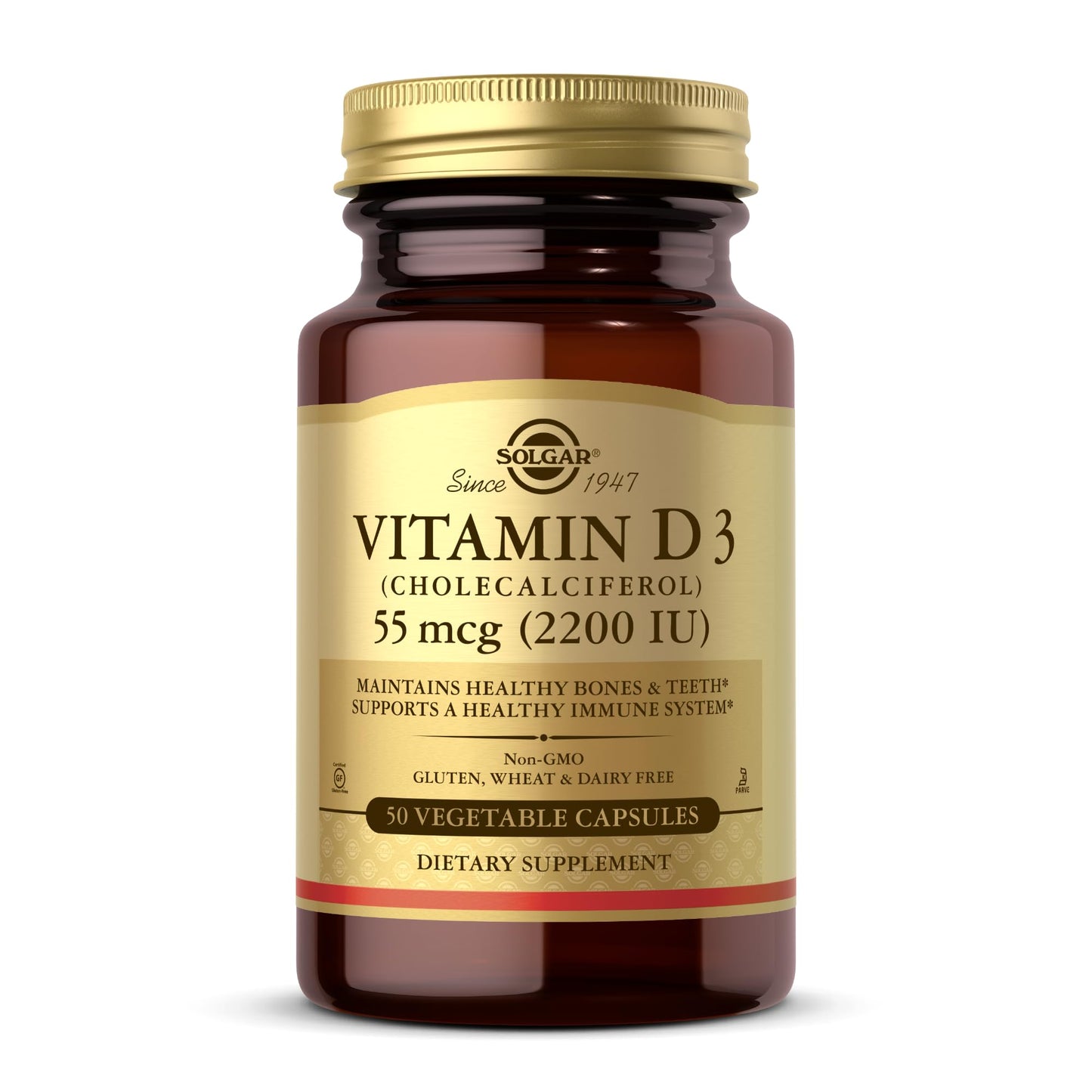 Solgar Vitamin D3 55 mcg (2200 IU) – 50 Veg Capsules | Bones & Immune Support