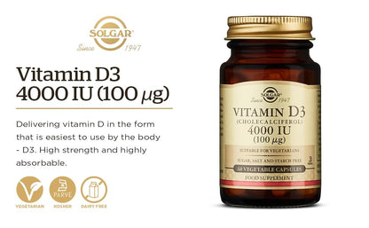 Solgar Vitamin D3 (Cholecalciferol) 10 mcg (400 IU) Softgels – 100 Servings | Supports Bones, Teeth & Immune Health
