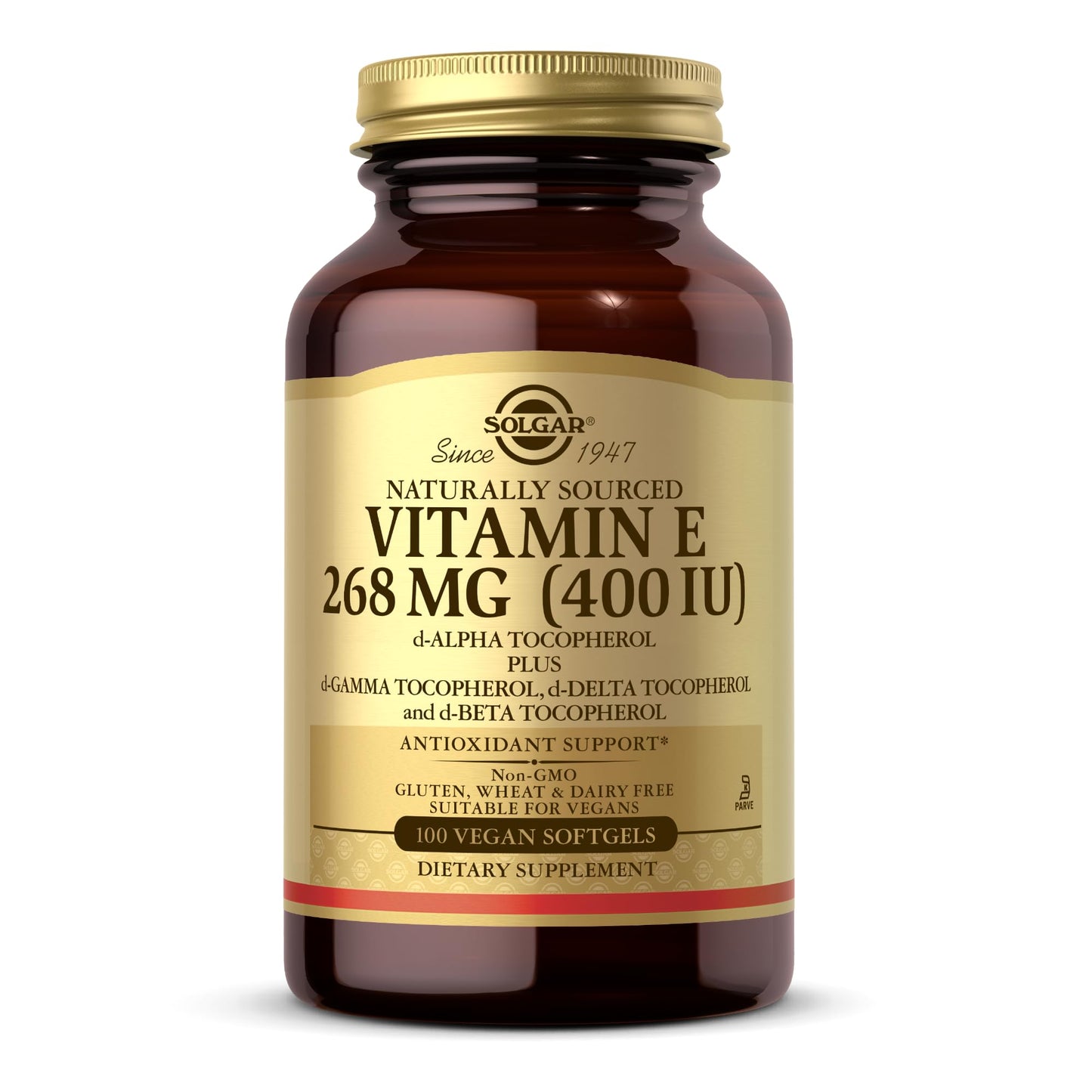 Solgar Vitamin E 268 mg (400 IU) – 100 Vegan Softgels – Naturally Sourced, Non-GMO & Gluten Free