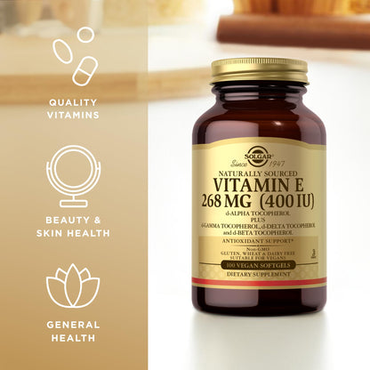 Solgar Vitamin E 268 mg (400 IU) – 100 Vegan Softgels – Naturally Sourced, Non-GMO & Gluten Free