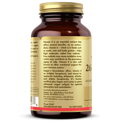 Solgar Vitamin E 268 mg (400 IU) – 100 Vegan Softgels – Naturally Sourced, Non-GMO & Gluten Free