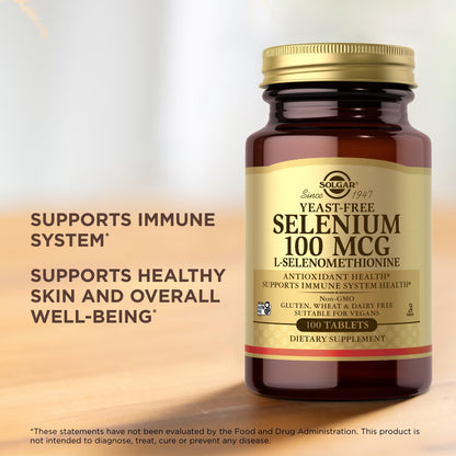Solgar Yeast-Free Selenium 100 mcg – 100 Tablets | Antioxidant & Immune Support