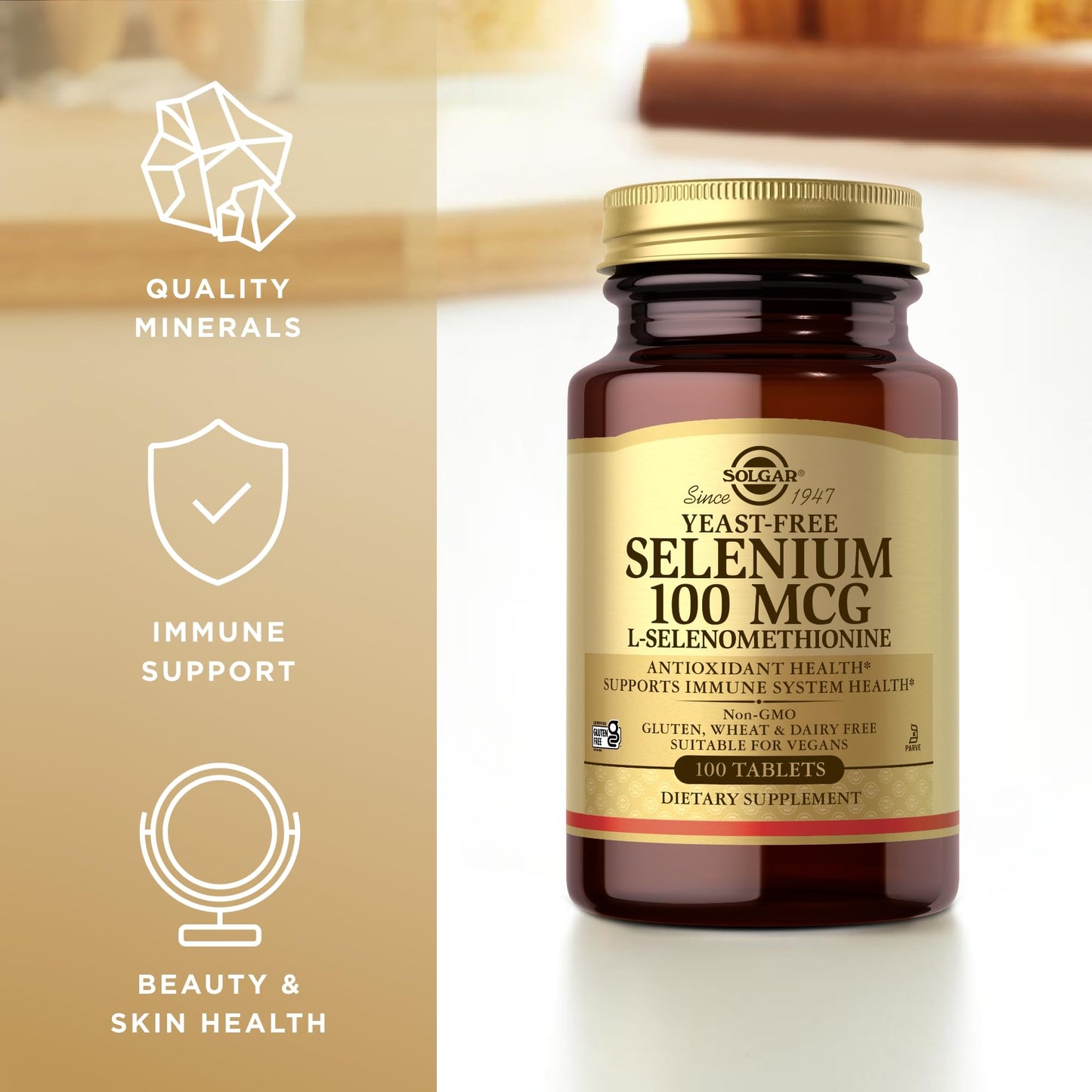 Solgar Yeast-Free Selenium 100 mcg – 100 Tablets | Antioxidant & Immune Support
