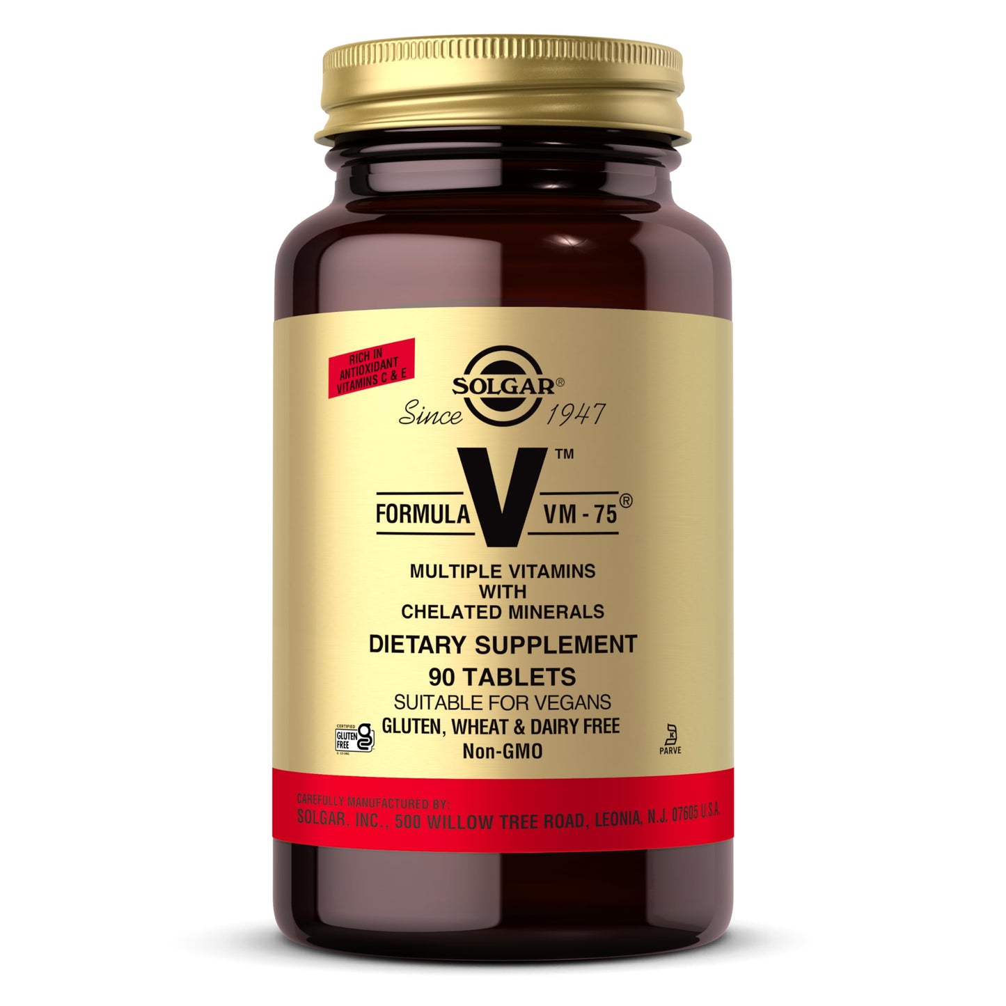 Solgar Formula VM-75, 90 Tablets – Multivitamin with Chelated Minerals | Vegan, Gluten Free, Dairy Free