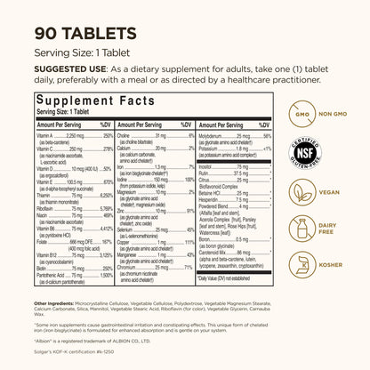 Solgar Formula VM-75, 90 Tablets – Multivitamin with Chelated Minerals | Vegan, Gluten Free, Dairy Free
