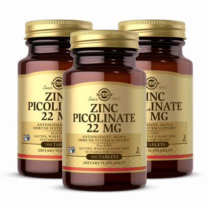 Solgar Zinc Picolinate 22 mg | 300 Servings – Immune Support, Skin & Vision