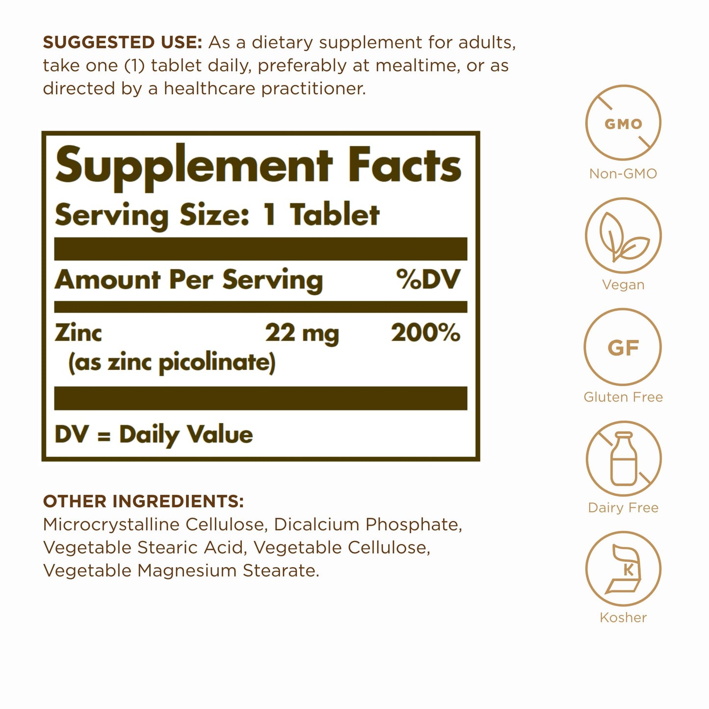 Solgar Zinc Picolinate 22 mg | 300 Servings – Immune Support, Skin & Vision