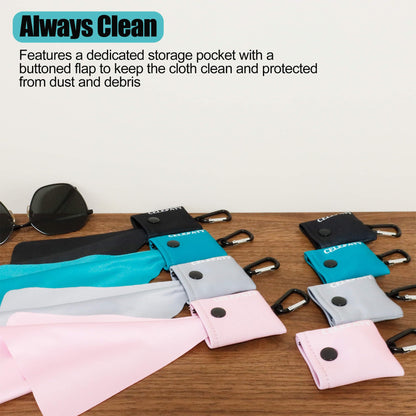 Solid Color Keychain Microfiber Eyeglasses Cleaner – Portable Cleaning Cloth Wipes for Glasses, Sunglasses, Jewelry & Electronics