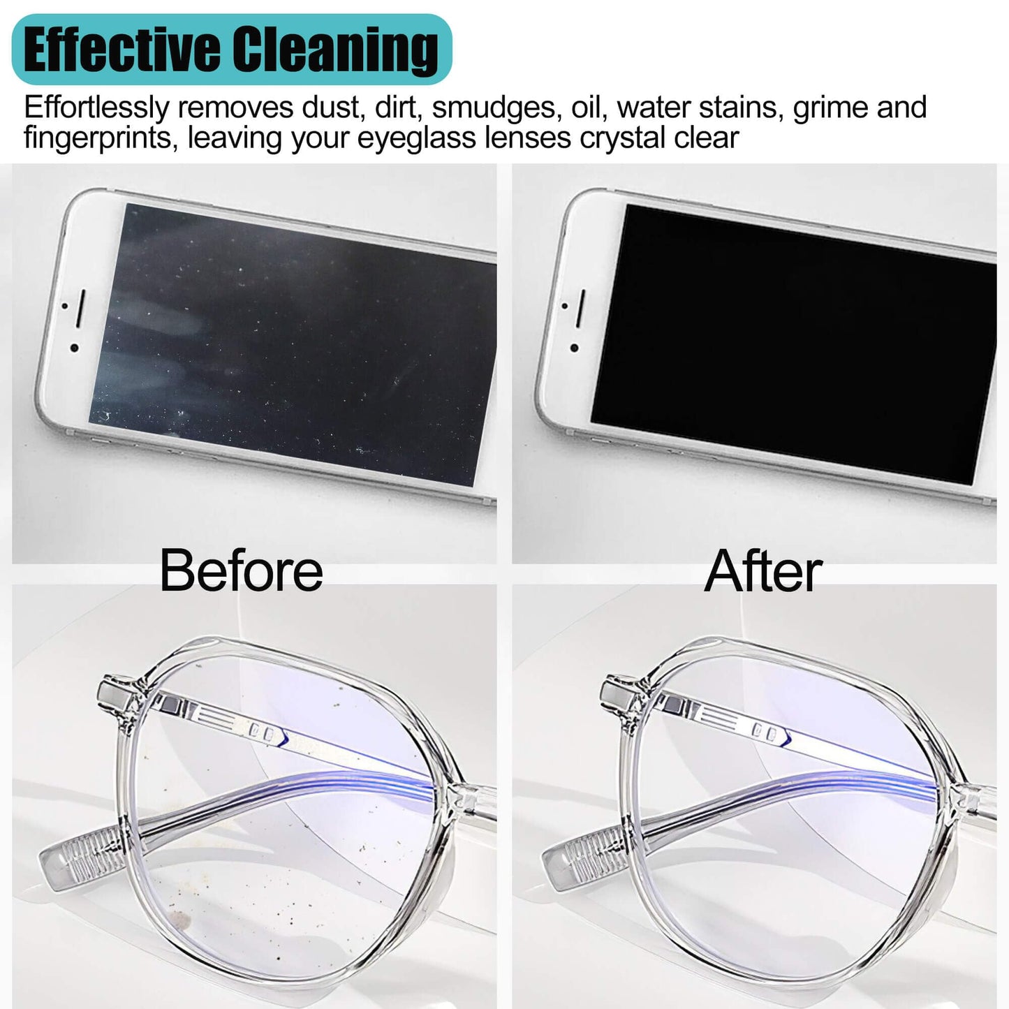 Solid Color Keychain Microfiber Eyeglasses Cleaner – Portable Cleaning Cloth Wipes for Glasses, Sunglasses, Jewelry & Electronics