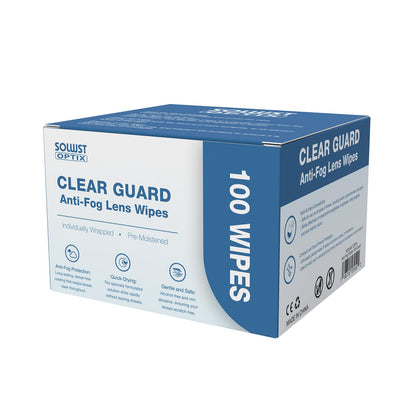 SOLWST Optix Clear Guard Anti-Fog Lens Wipes – 100 Pre-Moistened, Individually Wrapped