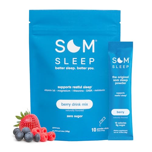 Som Sleep Powder Drink Mix – 3mg Melatonin, Vegan, Zero Sugar, Berry 10-Pack