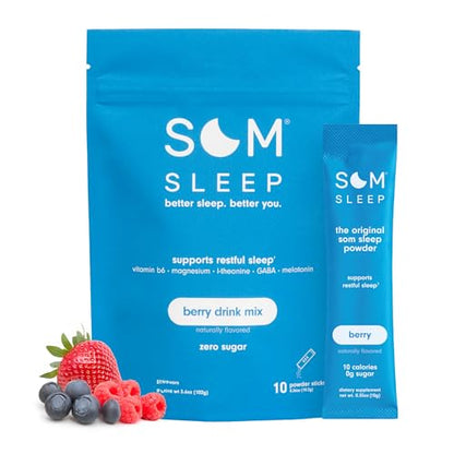 Som Sleep Powder Drink Mix – 3mg Melatonin, Vegan, Zero Sugar, Berry 10-Pack